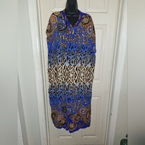 Blue and Gold Sheath Midi Dress for Cocktail Events